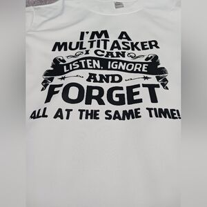 White Graphic T-Shirt with Black Text